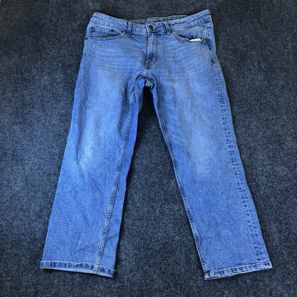 Izod Jeans Mens 36x26 Blue Medium Wash Denim Cotton Stretch Straight Fit Casual